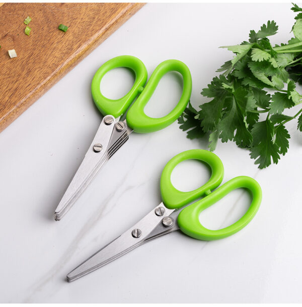 Multifunctional Multi-layer Green Onion Scissors Stainless Steel Onion Cutting Knife Herb Seaweed Spice Scissors Kitchen Scissor Kitchen Gadgets - Image 4